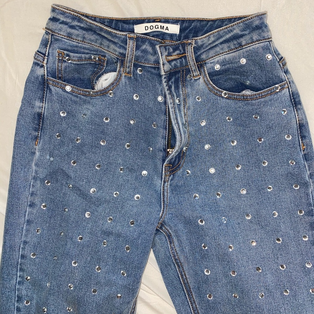 dolls kill rhinestone mom jeans